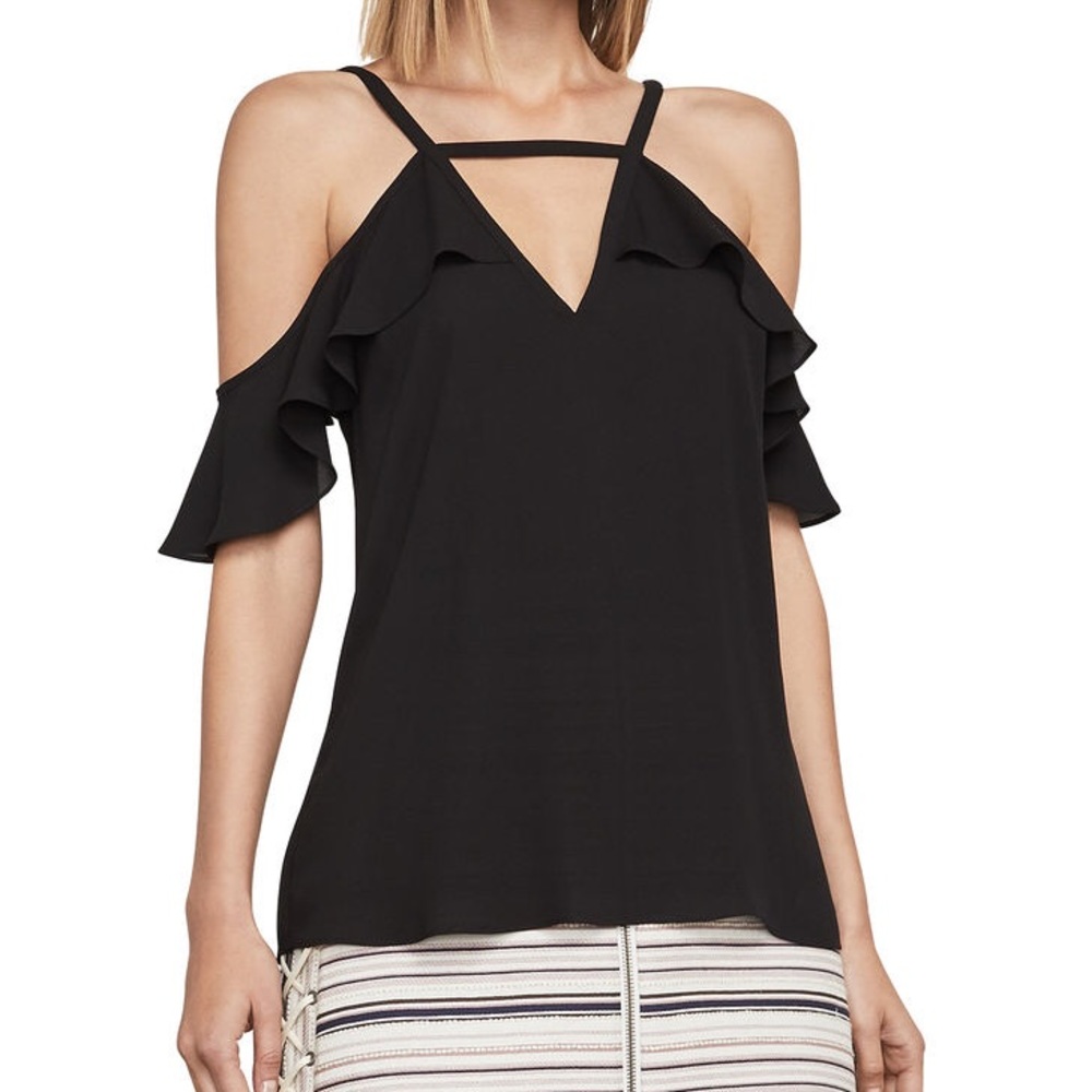 BCBGMAXAZRIA Camelle Cold-Shoulder Top